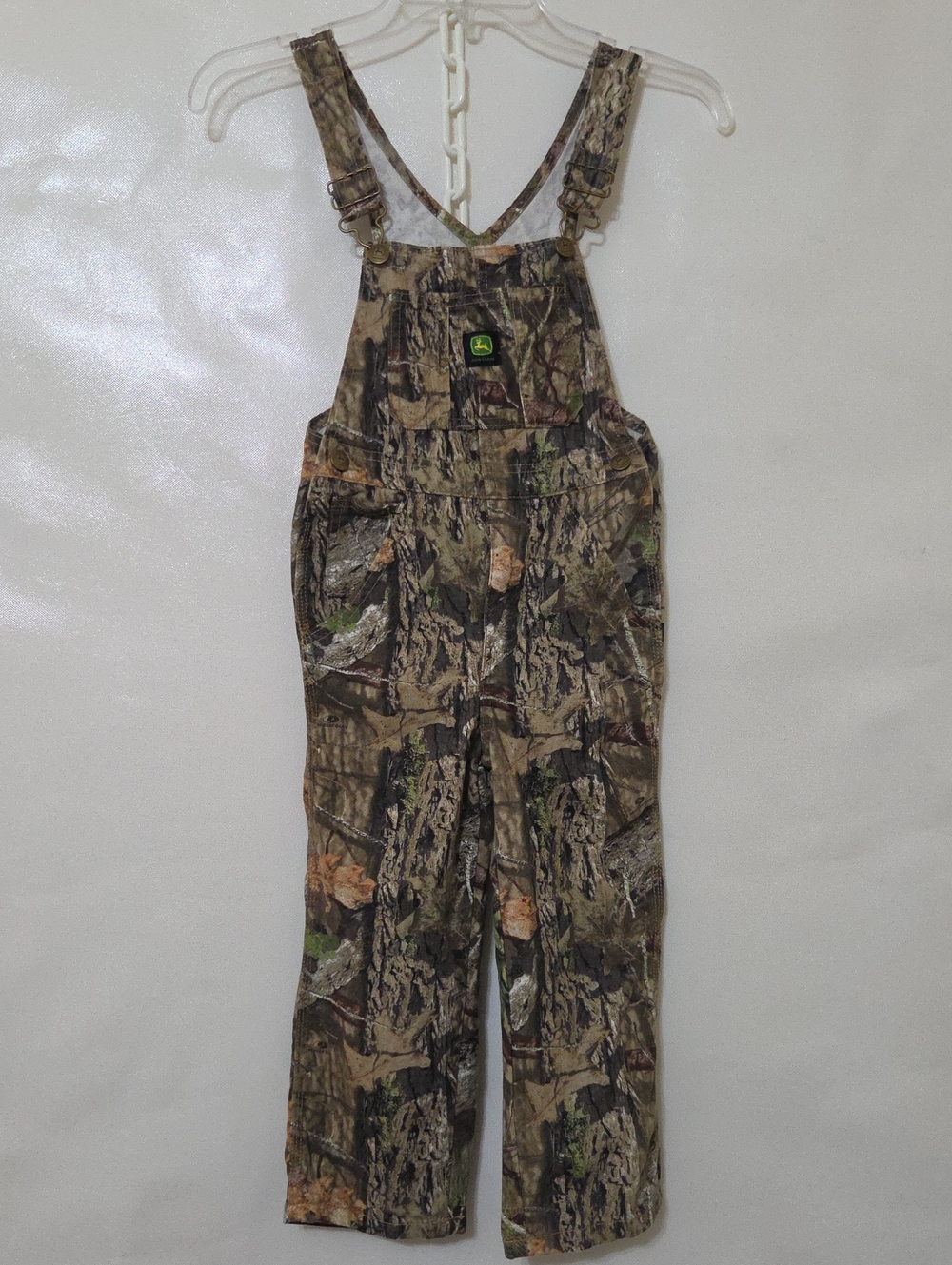 John Deere Kids Mossy Oak Camouflage Bib Overalls 100% Cotton - Size 6